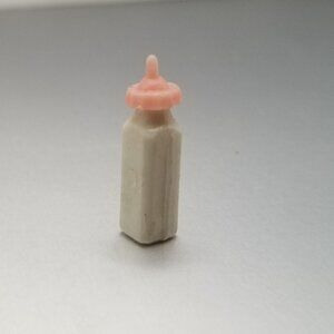 Vintage Dollhouse Miniature Baby Bottle Pink White Milk Little Tiny Nursery